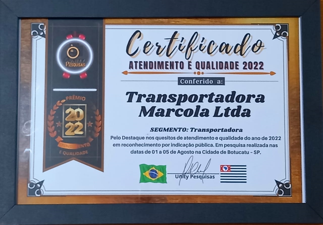 Certificado Atendimento e Qualidade 2022