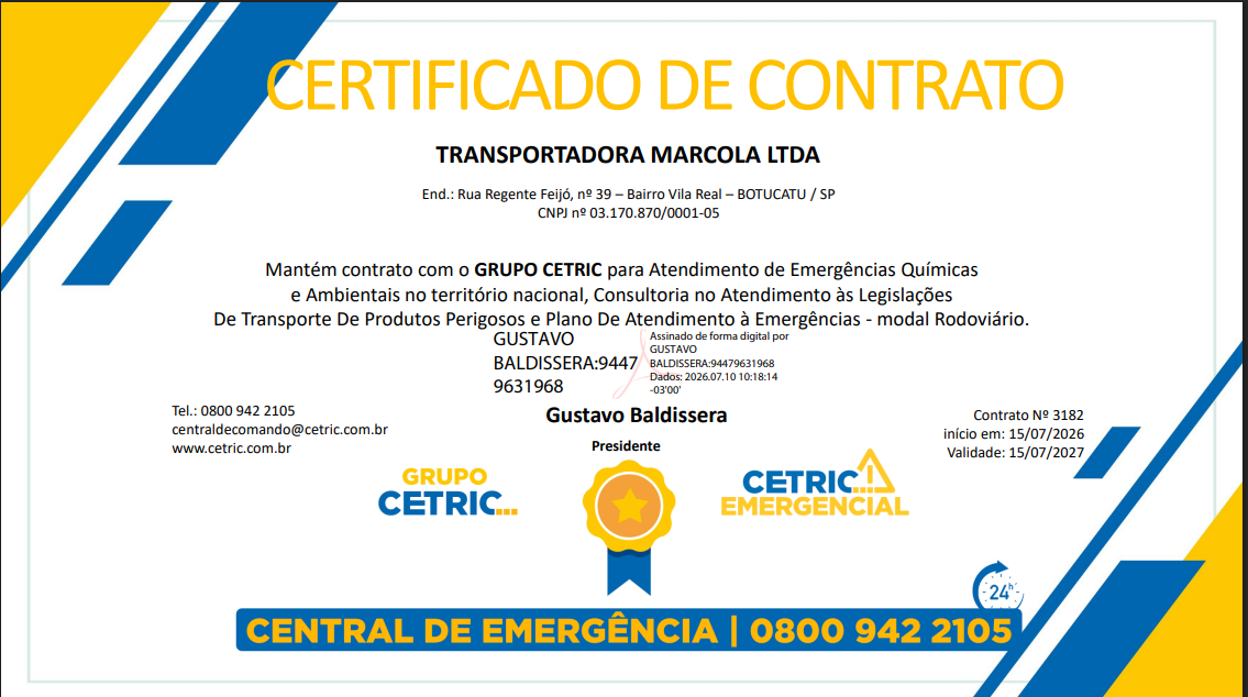 Certificado de Contrato