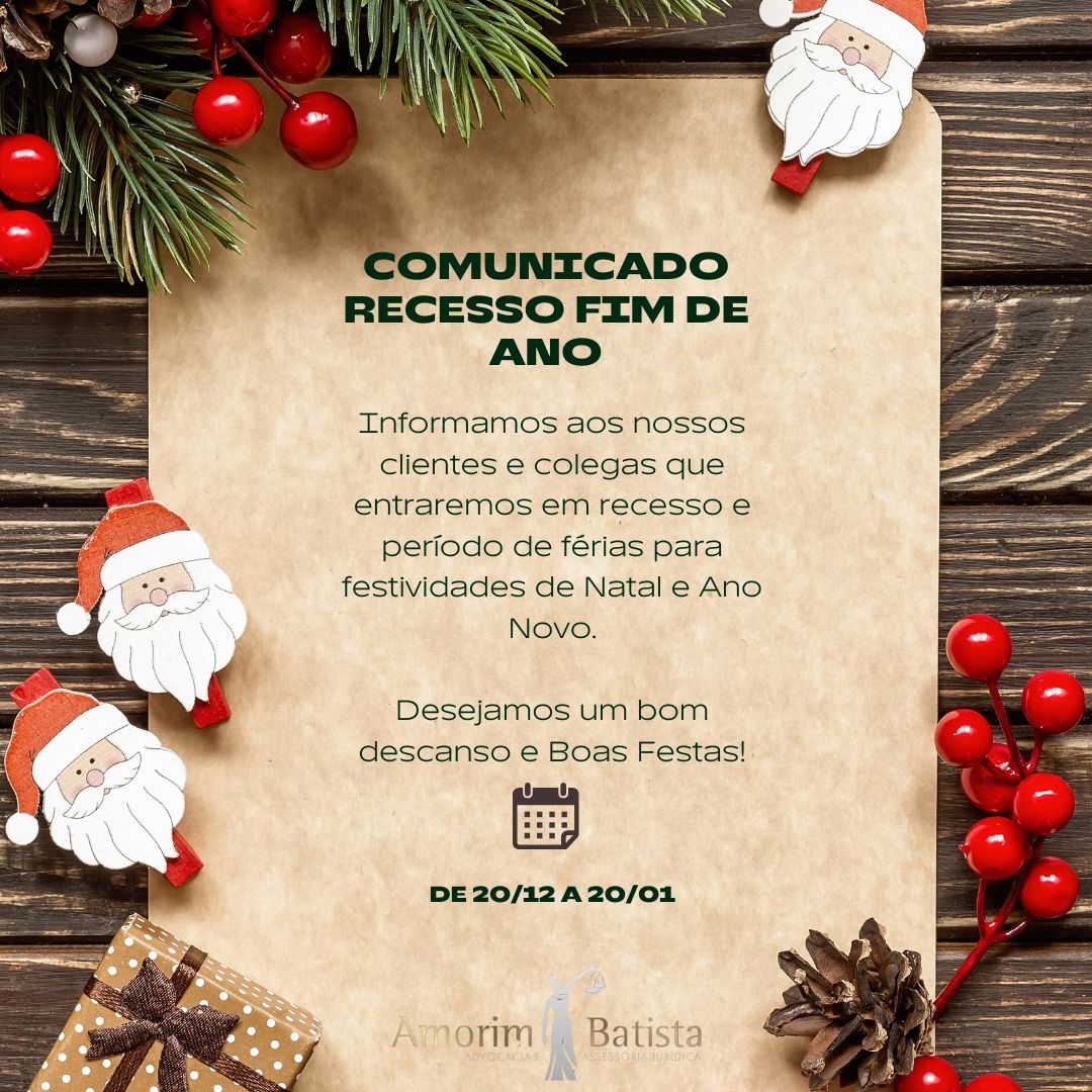 Comunicado recesso de fim de ano natal instagram post