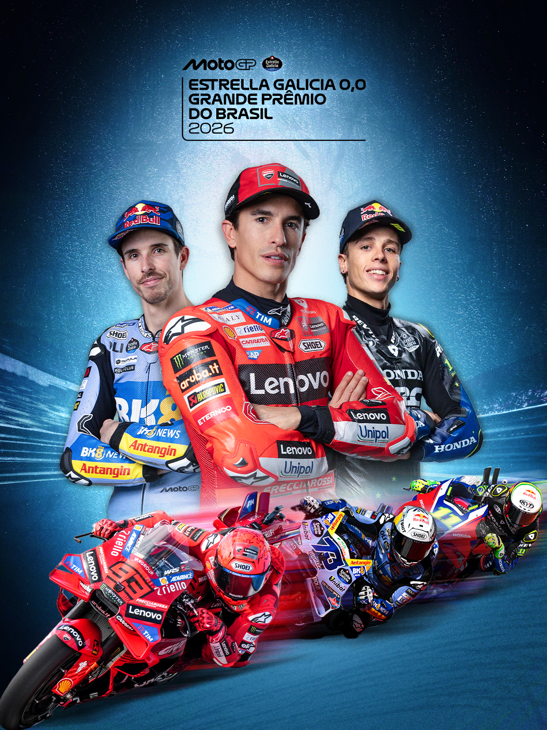 Alex Marquez, Marc Márquez e Diogo Moreira