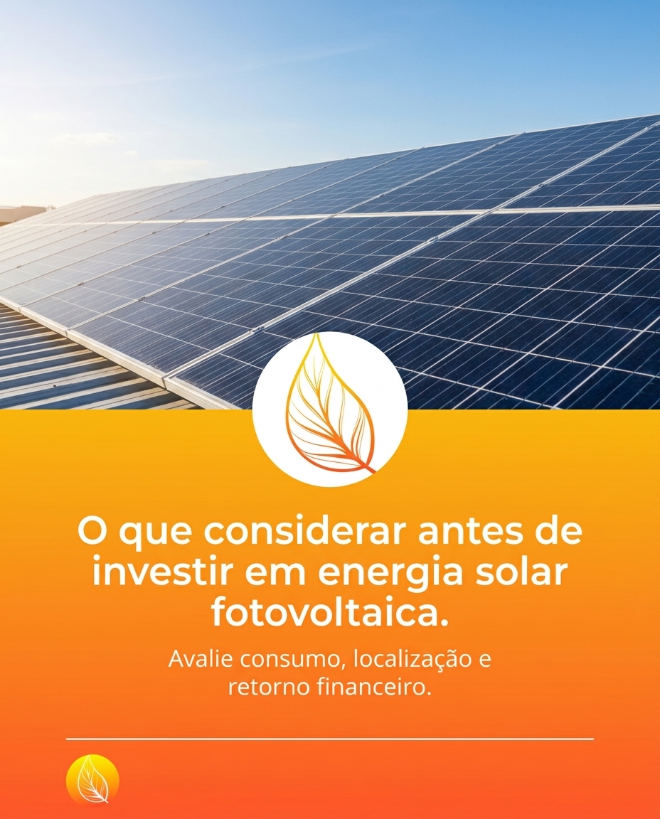 O que considerar antes de investir em energia solar fotovoltaica.