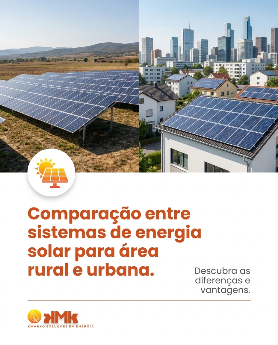Comparação entre sistemas de energia solar para área rural e urbana.