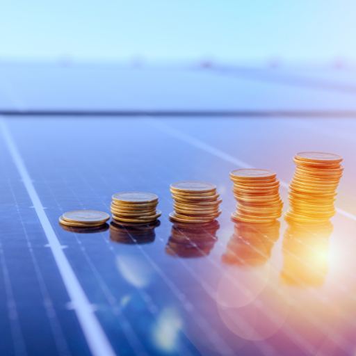 moedas em placa solar